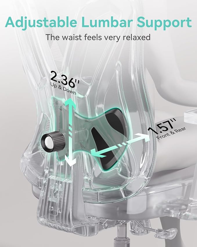 Hbada P5 Ergonomic Office Chair, Desk Chair with Adjustable Lumbar Support and Height, Comfortable Mesh Computer Chair with Footrest 2D Headrest, Swivel Tilt Function Black