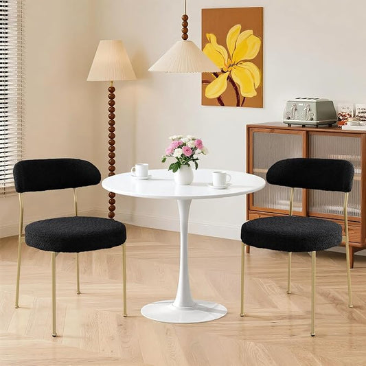 SoarFlash Kitchen Table and Chairs for 2, 24" Dining Table Set for 2 with Boucle Upholstered Chairs, 3 Piece Round Kitchen Table Set, Dining Room Table Set for Small Space, Apartment