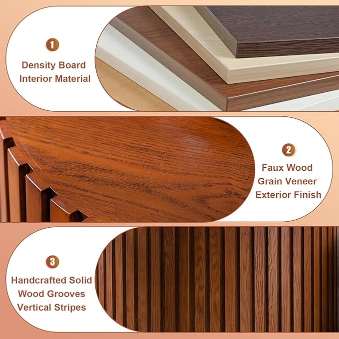 Round Nesting Coffee Table Set of 2, Round Fluted Coffee Tables for Living Room Modern Nesting End Side Tables for Small Spaces (D Brown)