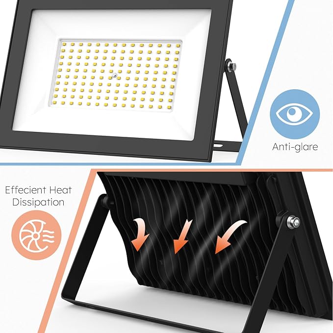 100W LED Flood Lights Outdoor – 18000 LM Super Bright Security Lighting, IP66 Waterproof, 5000K Daylight – Energy-Efficient Outdoor Lights for Garage, Garden, Lawn, Backyard