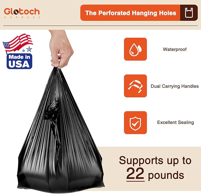 Glotoch 500 Count Economical Cat Litter Bags 4 Gallon Black, Leak-Proof, Disposable Cat Waste Trash Bags for Pet Poop, Plastic T-shirt doggy bag for Kitty Waste Garbage 12" x 6.5" x 21"
