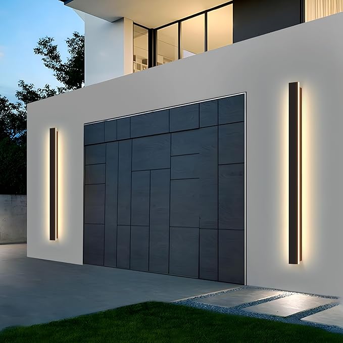 Modern Outdoor Wall Lights, 31.5Inch Black LED 3000K IP65 Waterproof Outdoor Linear Wall Sconces Exterior Lighting Fixture Porch Wall Light for House, Front Door, Garage