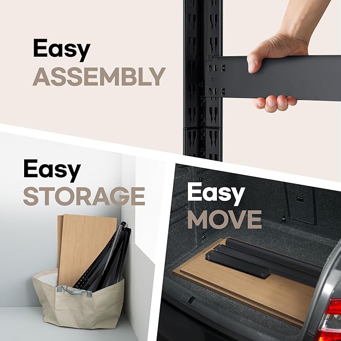 HOMEDANT House 24.4" W 5 Tier Heavy Duty Garage Shelving Adjustable Metal Rack Storage Shelves Standing Shelf Unit Organizers Pantry Closet Office Black 1Pack