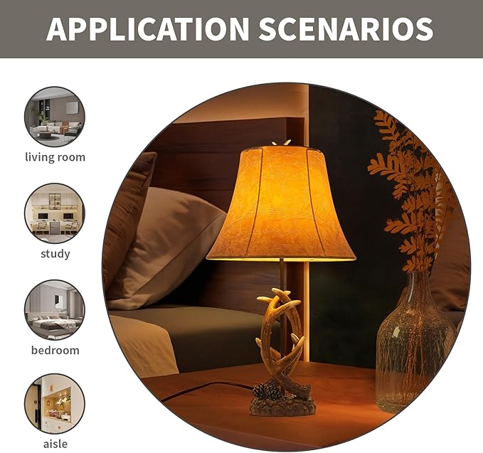 Rustic Western Antler Lamp Set of 2-22.9" Farmhouse Table Lamp with 2 USB Ports, Rustic Nightstand Lamp for Home Room Decor Living Room Bedroom