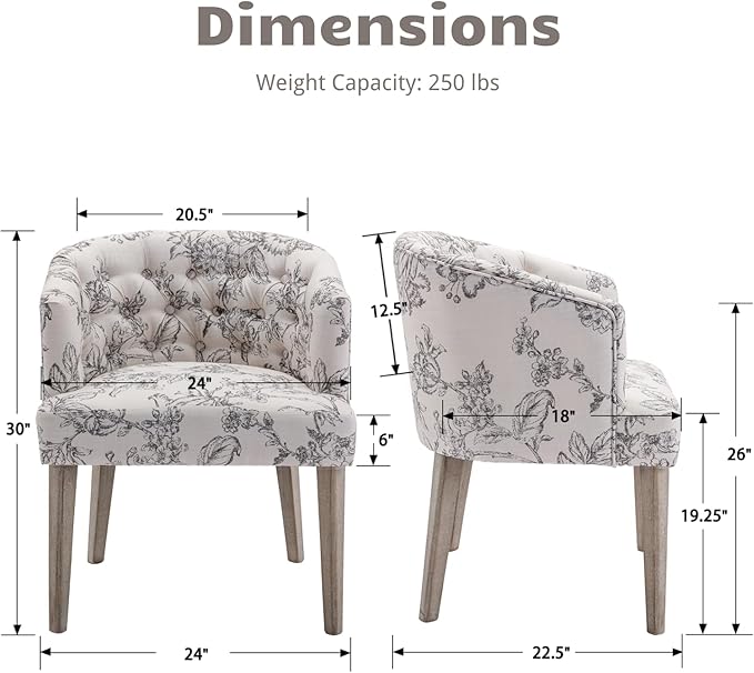 HEAH-YO Modern Dining Chairs Set of 4, Upholstered Linen Fabric Dining Room Chairs with Barrel Backrests, Comfy Kitchen Chair for Dining Room, Beige