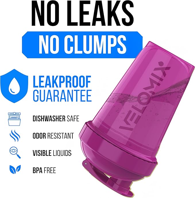VELOMIX -6 PACK- 20 OZ Protein Shaker Bottles for Protein Mixes, Shaker Cups for Protein Shakes, Small Shaker Bottle Pack, Shaker Cup, Shakers for protein Shakes (Rose Garden - 6 Pack)