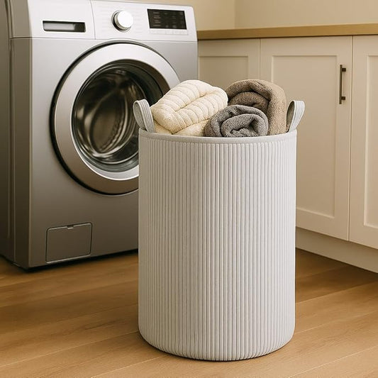 PUTSKA Laundry Basket Hamper – Blanket Basket for organizing, Décor and Toys, Clothes Hamper – Perfect for Baby and Kids Room, Nursery, Bedroom, Bathroom, Living Room – Extra large, Grey