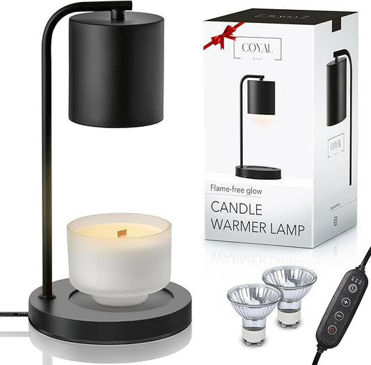 Candle Warmer Lamp with Timer and Dimmer & Includes 2 Bulbs, Electric Wax Candle Lamp Warmer for Jar Candles, Home Decor Aesthetic, and House Warming Gifts - Black