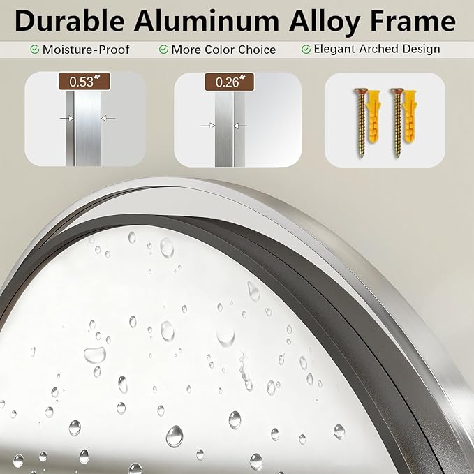 Oversized Full Length Mirror, 35"x78" Large Arched Floor Mirror Full Length with Stand, Room Decor Big Full Body Mirror with HD Tempered Glass Aluminum Frame for Bedroom Living Room, Silver