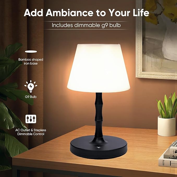 Waterproof Rechargeable Battery Driven Light, Suitable for Offices, bedrooms, Children's Sleep, courtyards, Camping, Restaurants and Other Places, LED Night Light (Black)