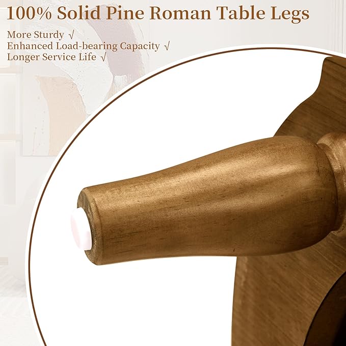 HMFULE Retro Curved Console Table, 43" Solid Wood Half Moon Console Table Entryway Table Sofa Table with Open Shelf Curved Corners 3 Drawers Pine Roman Legs for Living Room,Hallway,Entryway,Brown