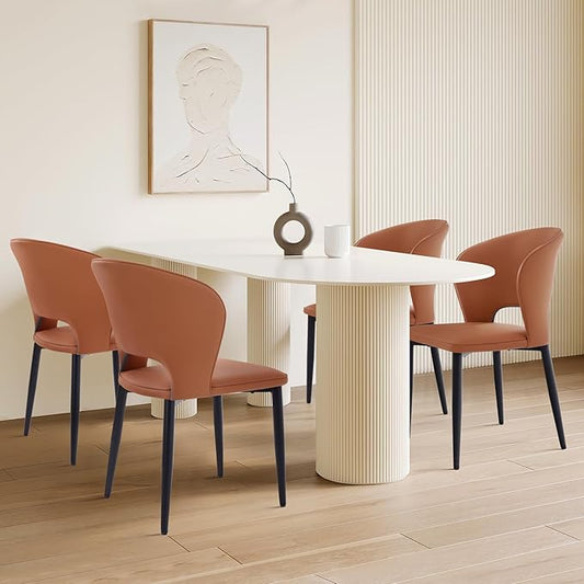 Homcosan Dining Chairs Set of 4, Modern Kitchen Chairs with Cross Structure & Exquisite Piping Design, Easy Assembly, Faux Leather Dining Room Chairs for Living Room Lounge, Bedroom, Brown