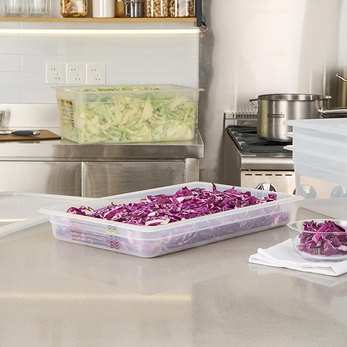 Restaurantware Food Storage Container 1 Pack of 20.7 x 12.6 x 2.5 Inches Plastic Stackable Storage Box White Reusable Label Container Dishwasher Safe For Restaurants And Kitchens