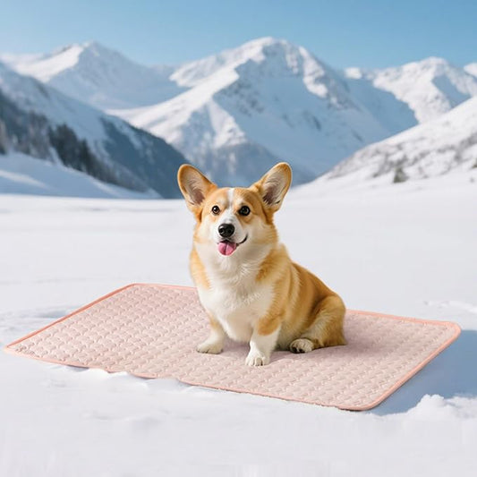 Soulbond Cooling Mat for Large Dogs - 25"x35" Washable Cooling Pad for Dogs & Cats, QMAX>0.3, Anti-Slip Bottom, Portable Summer Cool Pet Bed Pad for Outdoor/Indoor/Cars/Travel Use, Pink