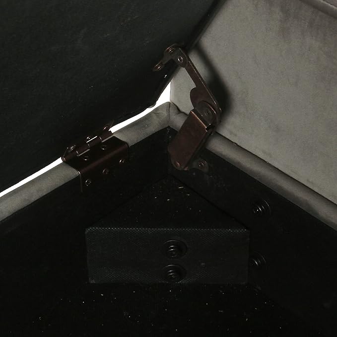 Homepop Home Decor | Upholstered Modern Velvet Storage Ottoman Bench | Ottoman Bench with Storage for Living Room & Bedroom | Decorative Home Furniture, Gray