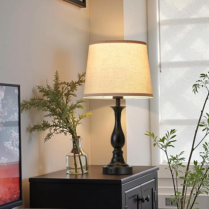 Bedside Table Lamp Touch Control Bedroom Lamps with USB A and C Charging Port 3 Way Dimmable Touch Lamps for Nightstand Living Room Bedroom Dorm Home Office Reading, Set of 2