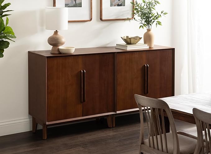 Kate and Laurel McCutcheon Modern Two-Door Mango Wood Floor Storage Cabinet, 30 x 15 x 30, Walnut Brown, Transitional Living Room TV Stand for Use as Sideboard Buffet Cabinet or Bar Storage Buffet