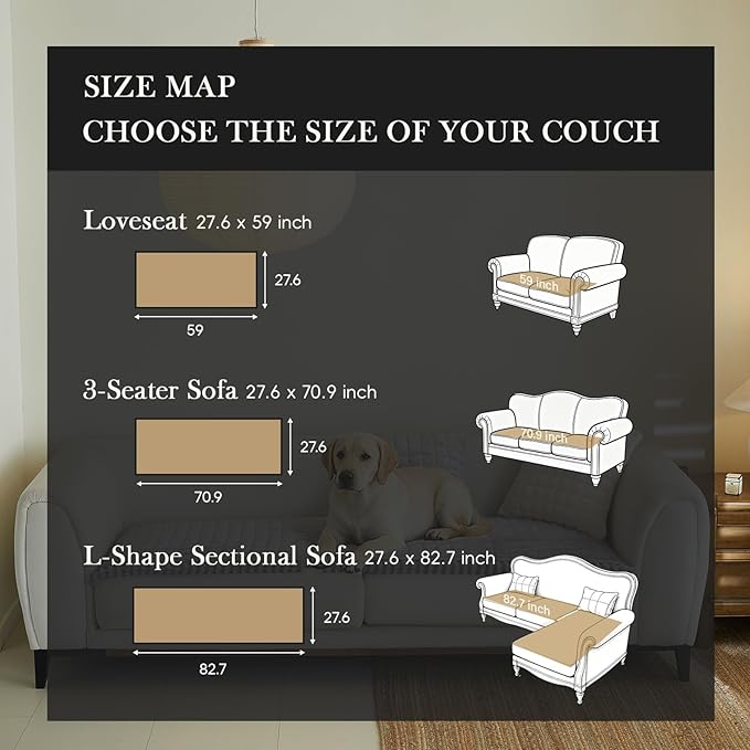 Couch Covers for 3 Cushion Couch Sofa Pet Friendly,Non-Slip Sofa Cover Washable