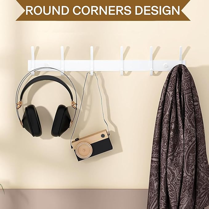 FANYITY 2 Pack Coat Rack Wall Mount, Coat Hooks for Wall, Entryway Coat Hanger Wall Mounted with 4 Double Dual Hooks for Purse Jacket Hat