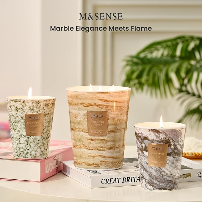 M&SENSE Extra Large Candle 35oz 150H EucalyptusMint Scented Candle, 3 Wick Highly Scented Jar Candle, XL Candles Gift for Stress Relief, Meditation, Yoga