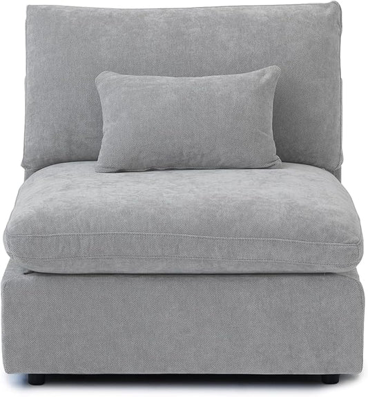 WJShome Modern Middle Module Couch for Living Room, Cushion Covers Removable, Minimalist Comfy Breathable Sofa,Gray