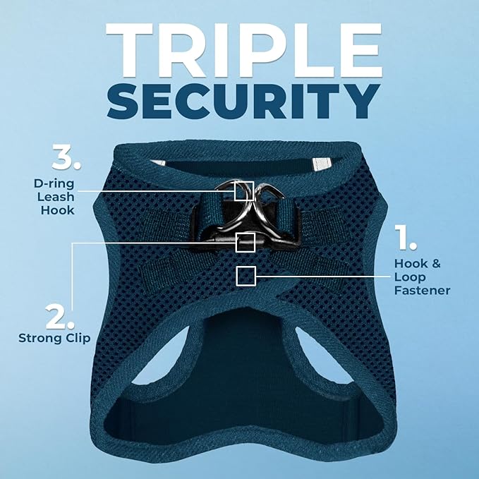 Best Pet Supplies Voyager Step-in Air Harness - All Weather Mesh, Reflective, No Pull Harness for Dogs, Cats - Secure with Hook & Loop Fastener, Buckle, Double D-Rings - Blue, S