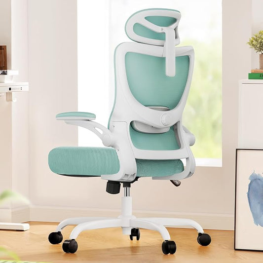 Marsail Ergonomic Office Chair: Office Desk Chair with High Back Mesh and Adjustable Lumbar Support Rolling Work Swivel Task Chairs with Wheel 3D Armrests and Headrest