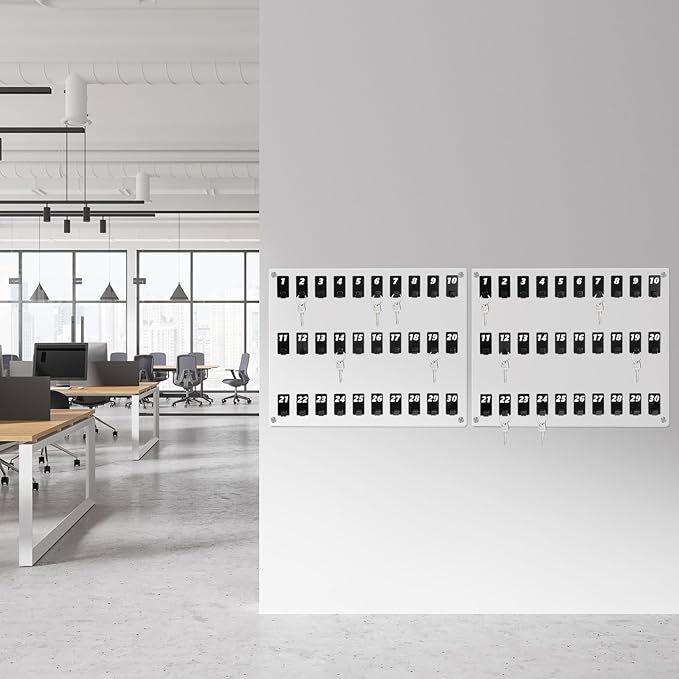 Acrylic Key Board with 30 No. Hooks Wall Mount Key Rack Holder Hanger Storage Collection for School, Garage, Car Dealer, Office, Hotel, Real Estate(Transparent)