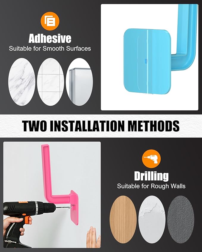 Multi-Purpose Hat Organizer (4-Pack), Strong Adhesive Hat Hooks for Wall, Two Mounting Options, Multicolor