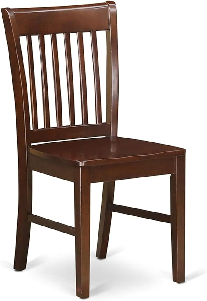 East West Furniture NFC-MAH-W Norfolk Dining Room Chairs - Slat Back Solid Wood Seat Chairs, Set of 2, Mahogany