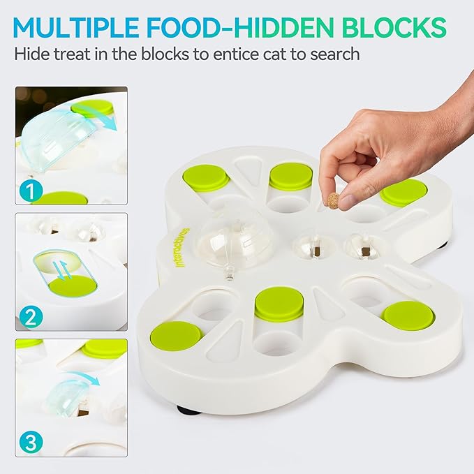 ALL FOR PAWS Interactive Cat Puzzle Feeder – Butterfly Shape Slow Feeder & Treat Dispenser – Enrichment Toy for Kittens & Indoor Cats