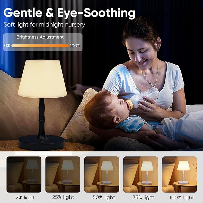 Waterproof Rechargeable Battery Driven Light, Suitable for Offices, bedrooms, Children's Sleep, courtyards, Camping, Restaurants and Other Places, LED Night Light (Black)