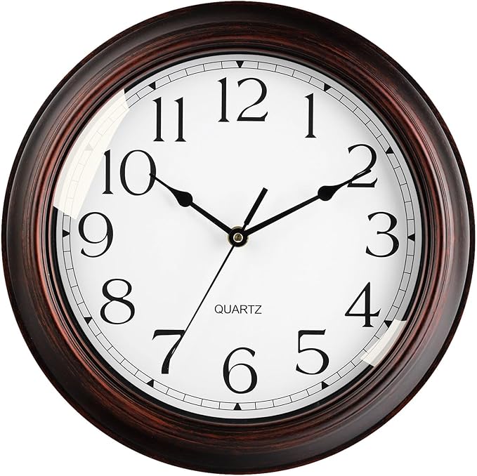 16 Inch Wall Clocks Battery Operated Silent Non-Ticking Wall Clock Vintage Retro Rustic Style Decorative for Living Room Kitchen (Bronze)