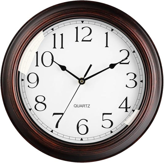 16 Inch Wall Clocks Battery Operated Silent Non-Ticking Wall Clock Vintage Retro Rustic Style Decorative for Living Room Kitchen (Bronze)