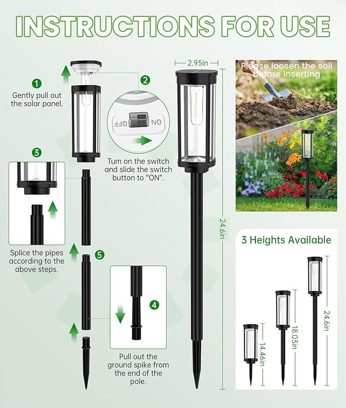 Bright Solar Pathway Lights, 12 Pack Solar Garden Lights Outdoor Waterproof IP65, Auto On/Off Outdoor Light Decorative Landscape Lighting for Walkway Driveway Lawn Patio Yard