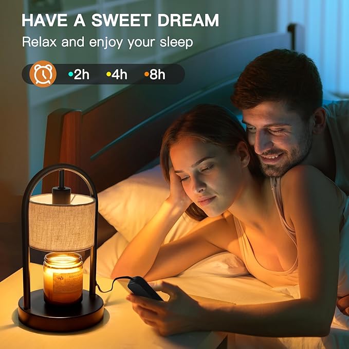 Black Candle Warmer Lamp with Timer - Dimmable Wax Melts Warmer for Bedroom, Mother's Day Gift, New Home Decor (2 Bulbs Included)