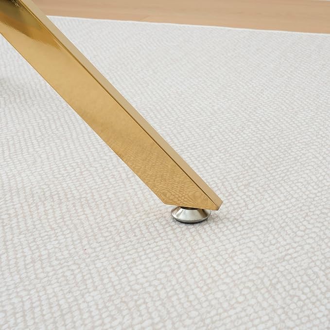 36" Square Glass Dining Room Table for 4 with Tempered Glass Top and Gold Chrome Metal Legs, Modern Clear Kitchen and Dinner Table for Home Office Dining Room