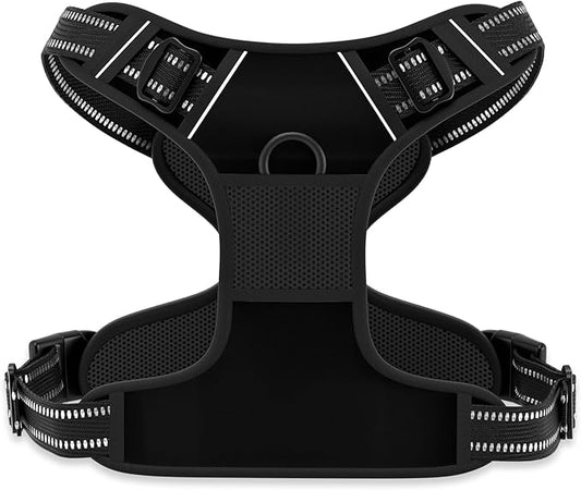 Rnivvi No Pull Dog Harness, Cute Reflective Large Sized Puppy Harness, Adjustable Soft Padded Vest for Large Dogs, Heavy Duty Pet Vest with Easy Control Handle for Walking Training, Black