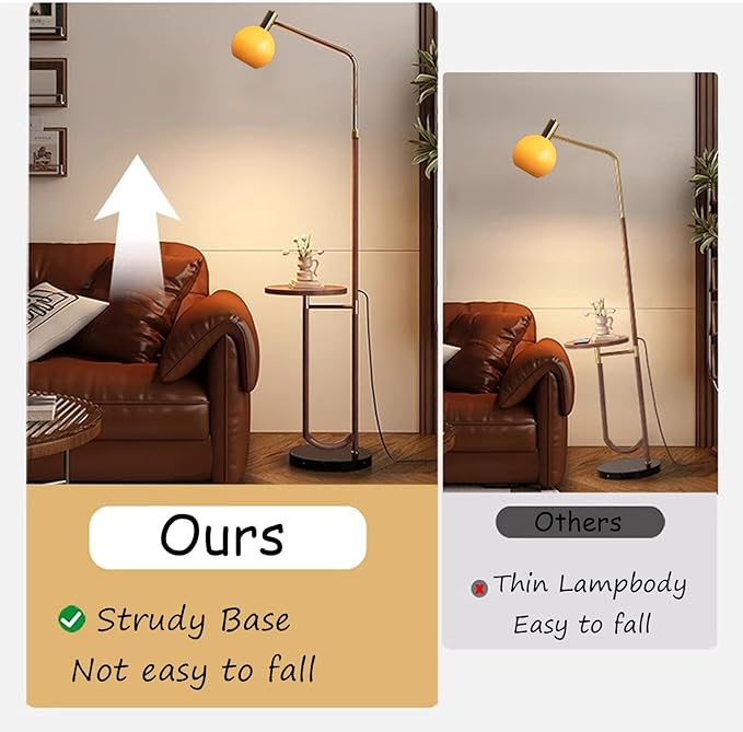 MIXL-Rustic Floor Lamp with Table,Glass Shade Floor Light with Foot Switch,Art Deco Bedside Reading Lamp,Mid Century Modern Standing Lamp for Study Room Office and Corner