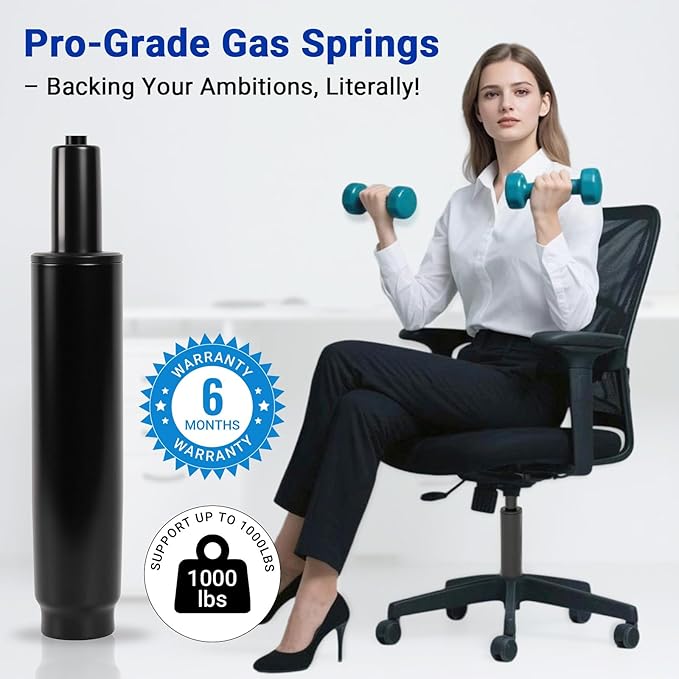 3.9" Office Chair Cylinder Replacement - Heavy Duty 1000lbs Class 4 Hydraulic Lift with Silent 360° Rotation, Universal Pneumatic Piston Fit for Sinking Desk/Gaming Chairs