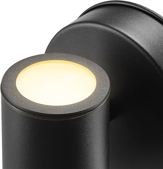 GLOBE Electric 60000127 16-Watt LED Integrated Outdoor Wall Sconce, Matte Black, Clear Outer Glass Shade, Frosted Inner Tube, Up/Down Light Direction, 700 Lumens, 3000 Kelvin, 90 CRI, Dimmable