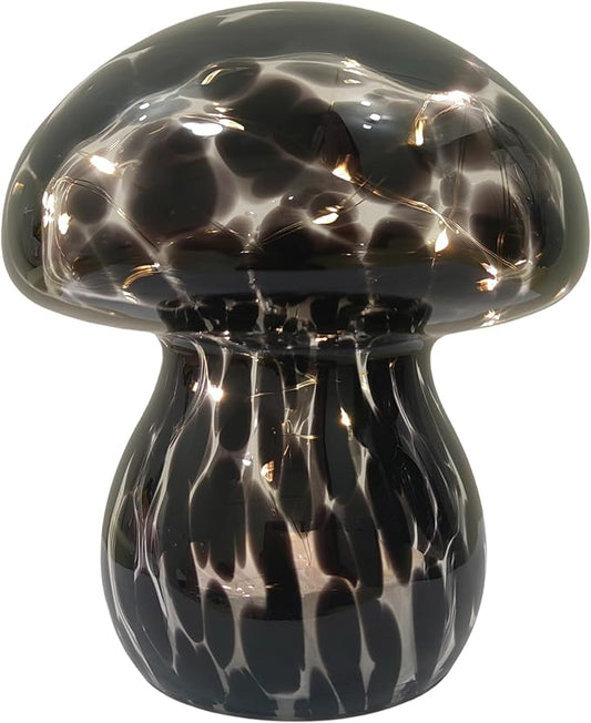 Mushroom Table Lamps Night Lights Cute Glass Nightstand Bedside Desk Lamps for Bedroom Living Study(Bulb Included) - Black