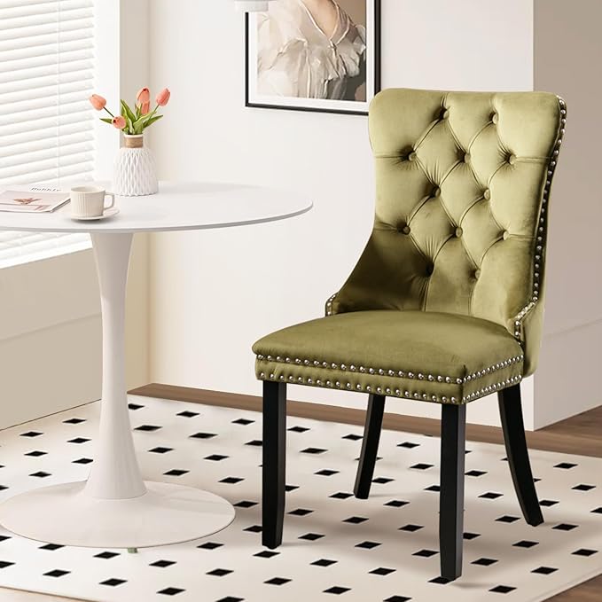 SoarFlash Kitchen Table and Chairs for 2, 31.5" Dining Table Set for 2 with Velvet Upholstered Chairs, 3 Piece Round Kitchen Dining Room Table Set for Small Space, Apartment