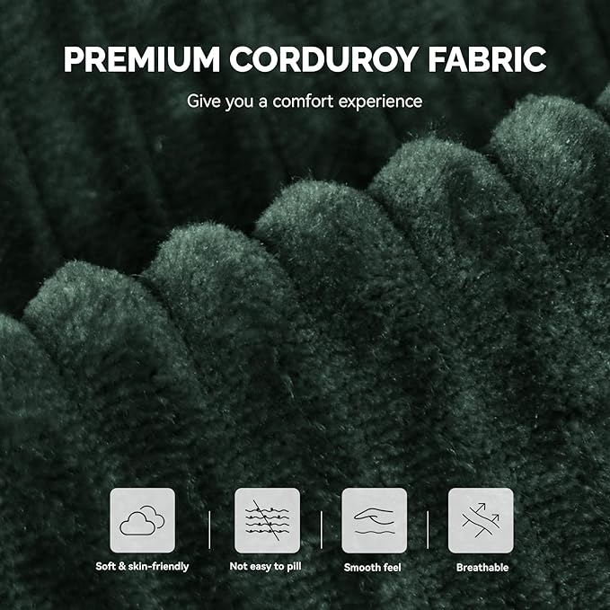 128" Oversized Modern Curved Sofa,Boneless Cloud Sectional Couch with Deep Seat,No Assembly Required Corduroy Couches for Living Room,Green,1 PCS