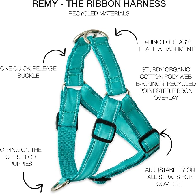 REMY - The Recycled Ribbon Harness, Turquoise, Medium