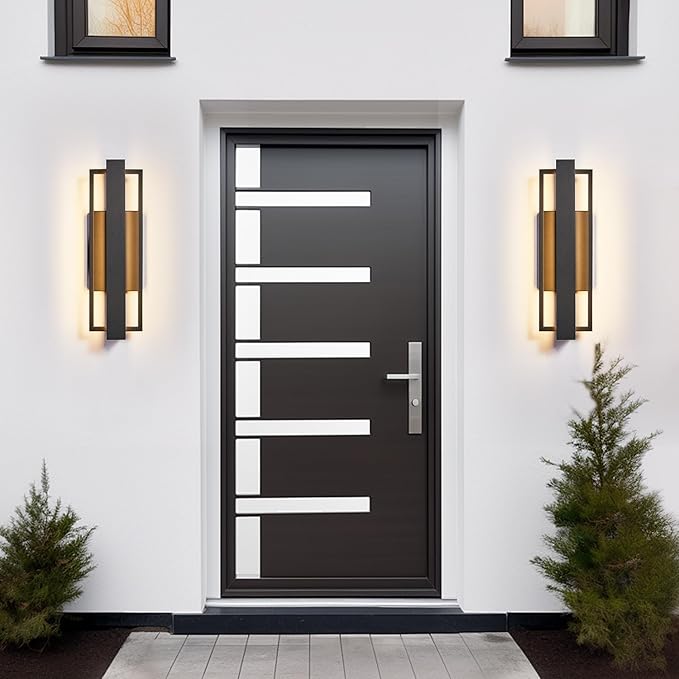 2 Pack Dimmable LED Wall Light, 110V, CRI 90+,IP65 Waterproof, 10%-100% Dimmable for Commercial Outdoor, 15 Inch Sleek Modern Porch Light for Patio, Front Door or Garage, 1500LM 3000K