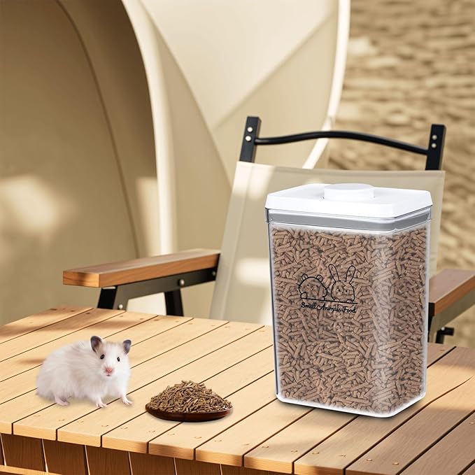 Small Animal Food Storage Box,Pet Food Storage Containers,Hamsters Treats Container,Food Storage Containers with Lids,Suitable for Hamster/Guinea Pig/Rabbit Dry Food Containers(3.4L)