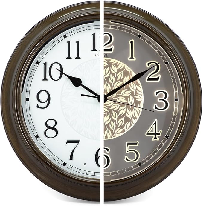 OCEST 15 Inch Indoor Outdoor Clock Waterproof, Silent Metal Large Outdoor Clock Glow in The Dark, Battery Operated Decor for Garden Pool Patio Porch
