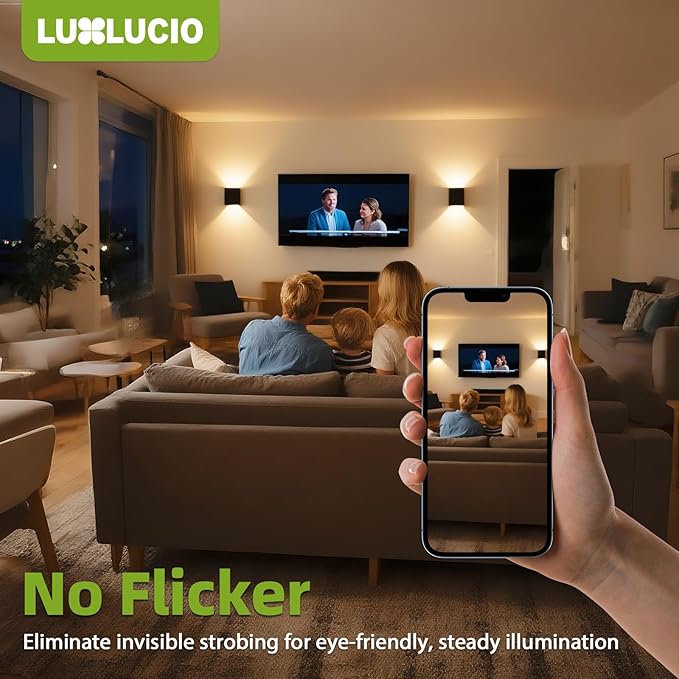 2 Pack Indoor Outdoor Black Up and Down LED Wall Light, Modern Bedroom/Porch Wall Lamp, IP65 Waterproof, 5%-100% Dimmable 18W 1620lm, 5CCT (2700K-5000K), CRI90+, 120-277V