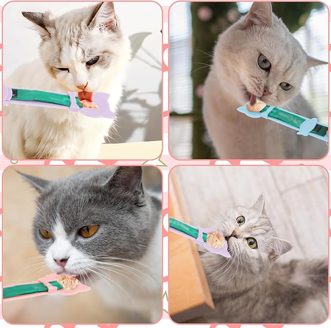 Yolev 3pcs Cat Treat Squeeze Spoon Multi-Function Lickable Dispenser Cat Strip Feeders Spoon Wet Food Puree Dispenser Feeding for Liquid Snack Puree Bisque Puppies Small Pets Pet Supplies